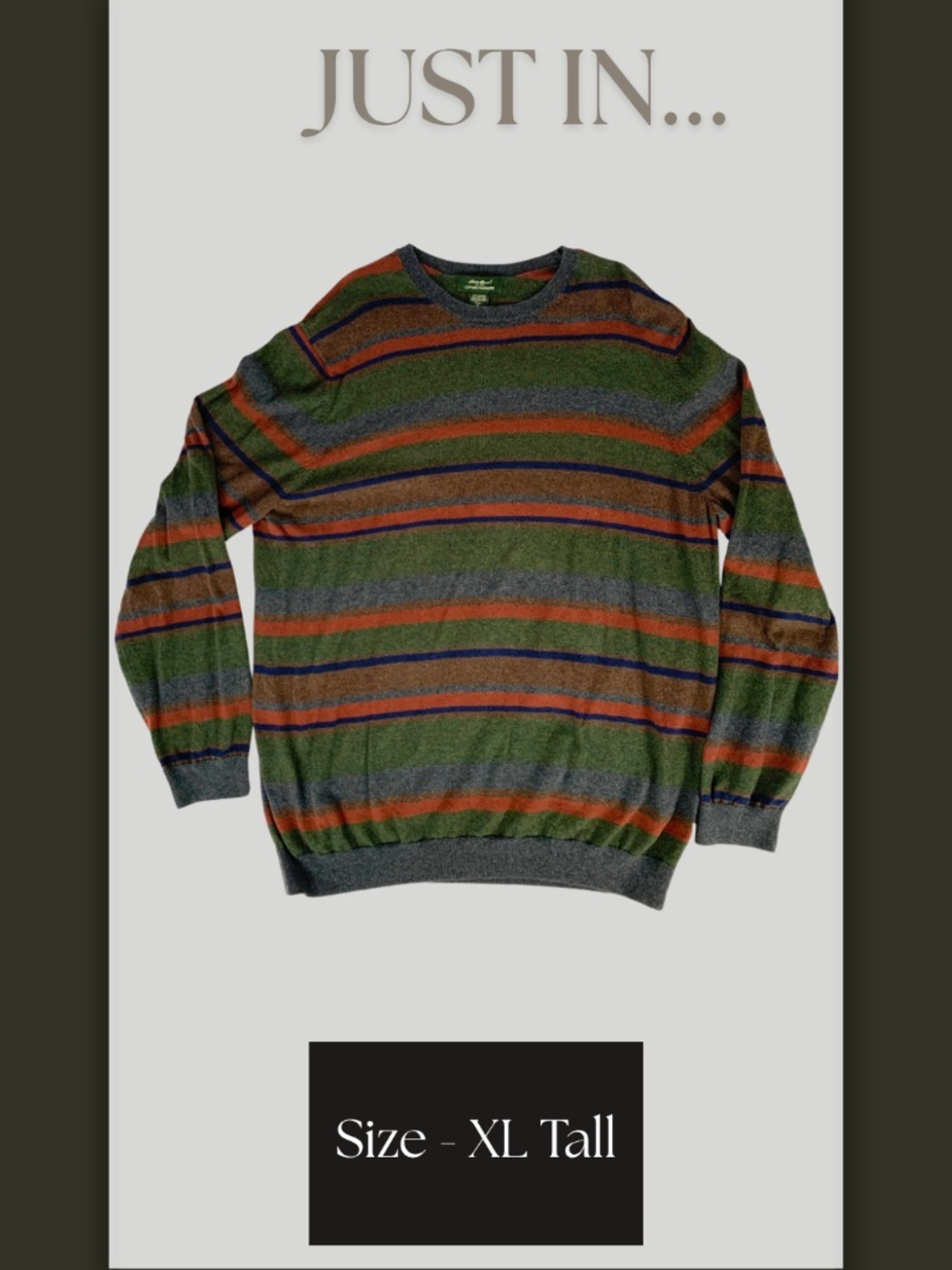 Eddie Bauer Striped Cotton Cashmere Sweater Men's XL Fall 90s Grunge Vintage